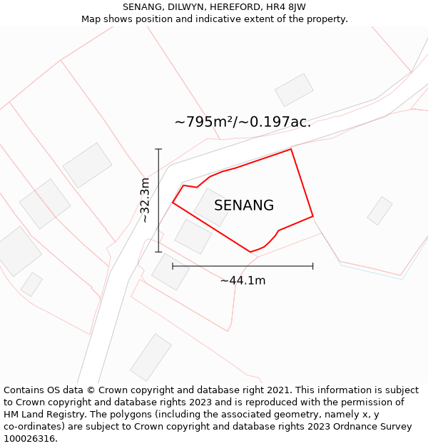 SENANG, DILWYN, HEREFORD, HR4 8JW: Plot and title map