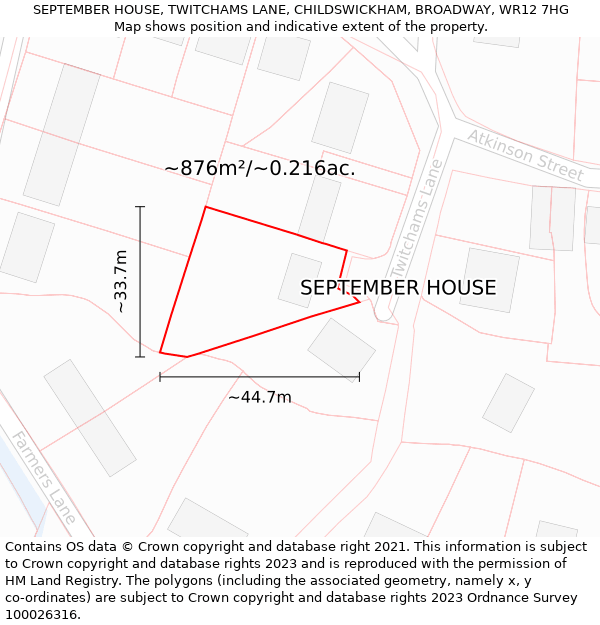 SEPTEMBER HOUSE, TWITCHAMS LANE, CHILDSWICKHAM, BROADWAY, WR12 7HG: Plot and title map