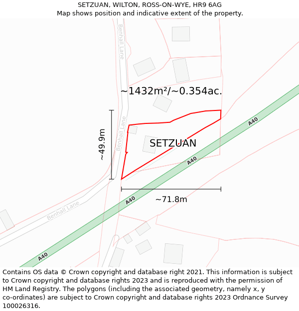 SETZUAN, WILTON, ROSS-ON-WYE, HR9 6AG: Plot and title map