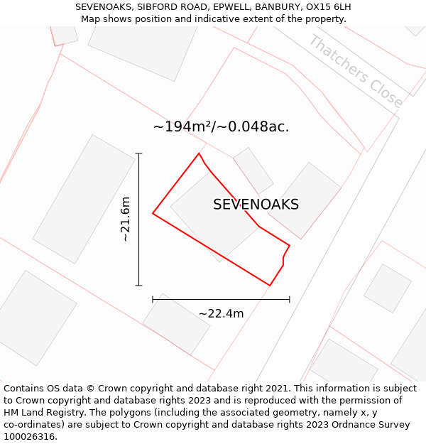 SEVENOAKS, SIBFORD ROAD, EPWELL, BANBURY, OX15 6LH: Plot and title map