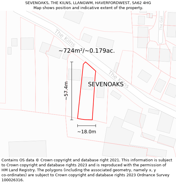 SEVENOAKS, THE KILNS, LLANGWM, HAVERFORDWEST, SA62 4HG: Plot and title map