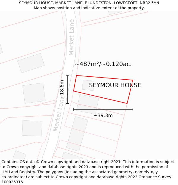 SEYMOUR HOUSE, MARKET LANE, BLUNDESTON, LOWESTOFT, NR32 5AN: Plot and title map