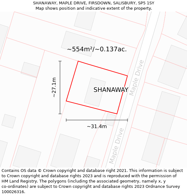 SHANAWAY, MAPLE DRIVE, FIRSDOWN, SALISBURY, SP5 1SY: Plot and title map