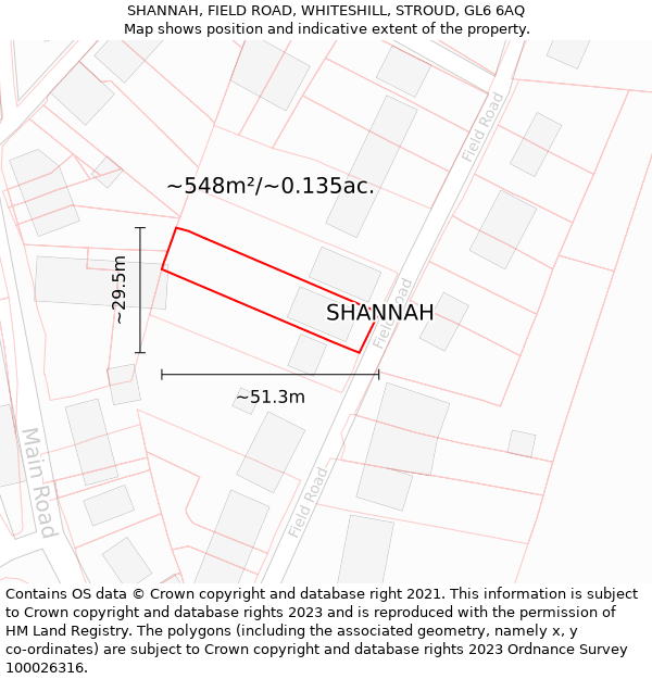 SHANNAH, FIELD ROAD, WHITESHILL, STROUD, GL6 6AQ: Plot and title map