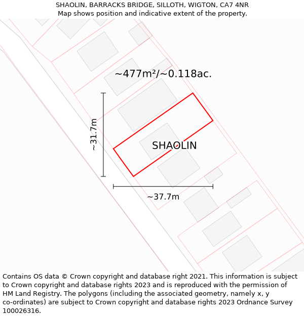 SHAOLIN, BARRACKS BRIDGE, SILLOTH, WIGTON, CA7 4NR: Plot and title map