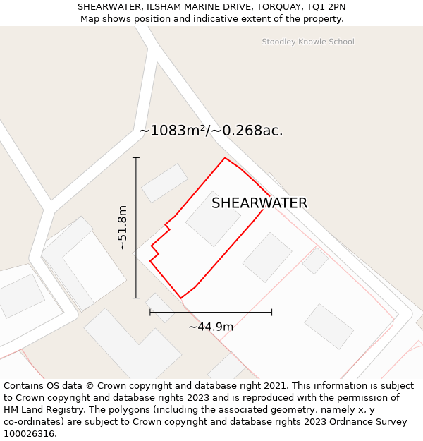 SHEARWATER, ILSHAM MARINE DRIVE, TORQUAY, TQ1 2PN: Plot and title map