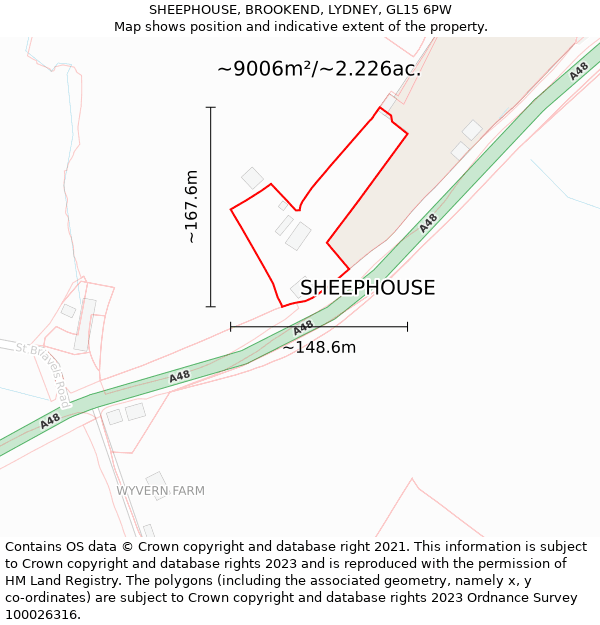 SHEEPHOUSE, BROOKEND, LYDNEY, GL15 6PW: Plot and title map