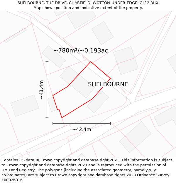 SHELBOURNE, THE DRIVE, CHARFIELD, WOTTON-UNDER-EDGE, GL12 8HX: Plot and title map