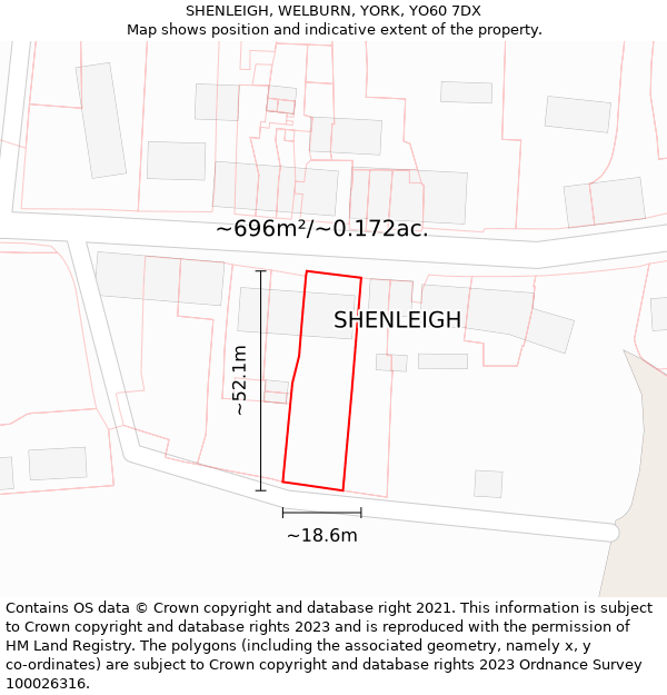 SHENLEIGH, WELBURN, YORK, YO60 7DX: Plot and title map