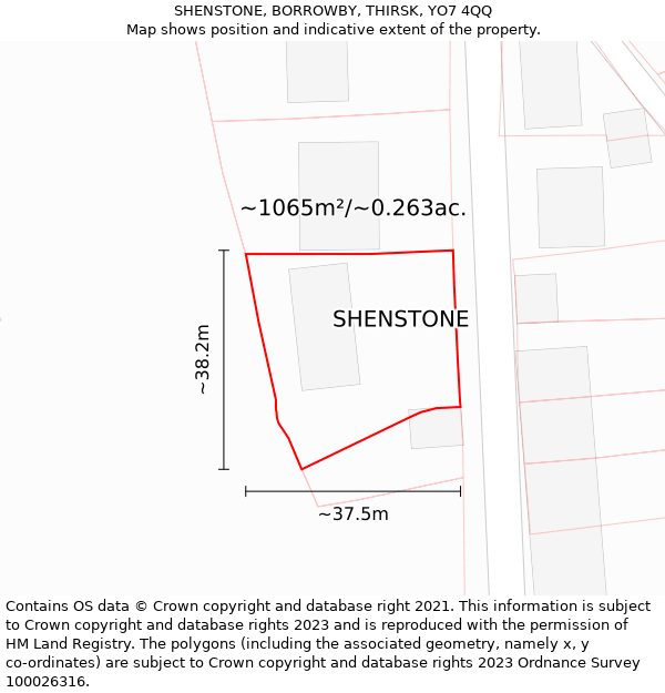 SHENSTONE, BORROWBY, THIRSK, YO7 4QQ: Plot and title map