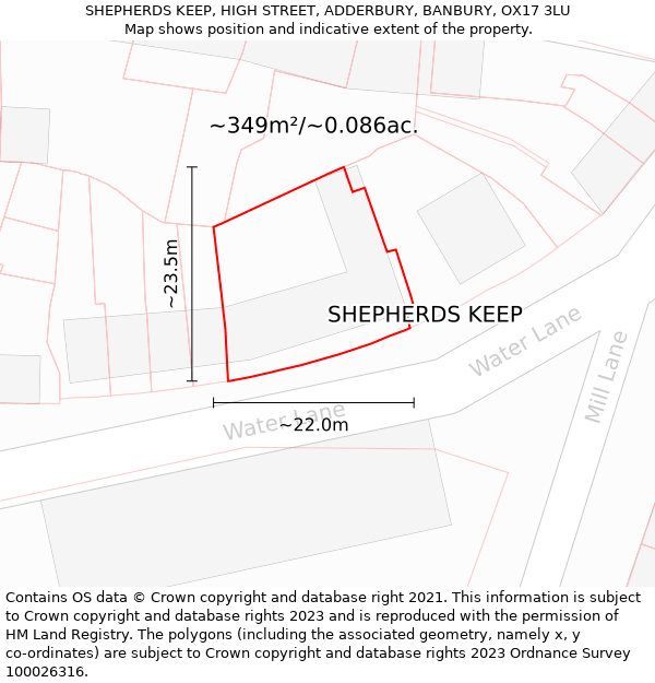 SHEPHERDS KEEP, HIGH STREET, ADDERBURY, BANBURY, OX17 3LU: Plot and title map