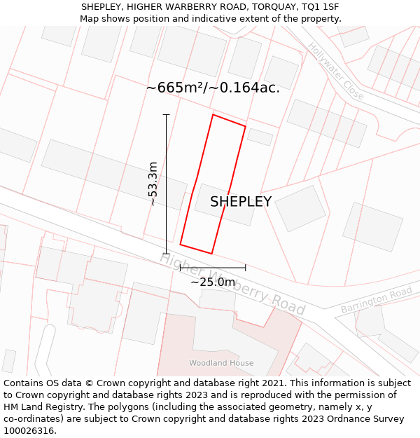 SHEPLEY, HIGHER WARBERRY ROAD, TORQUAY, TQ1 1SF: Plot and title map