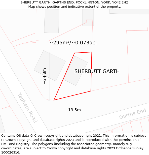SHERBUTT GARTH, GARTHS END, POCKLINGTON, YORK, YO42 2HZ: Plot and title map