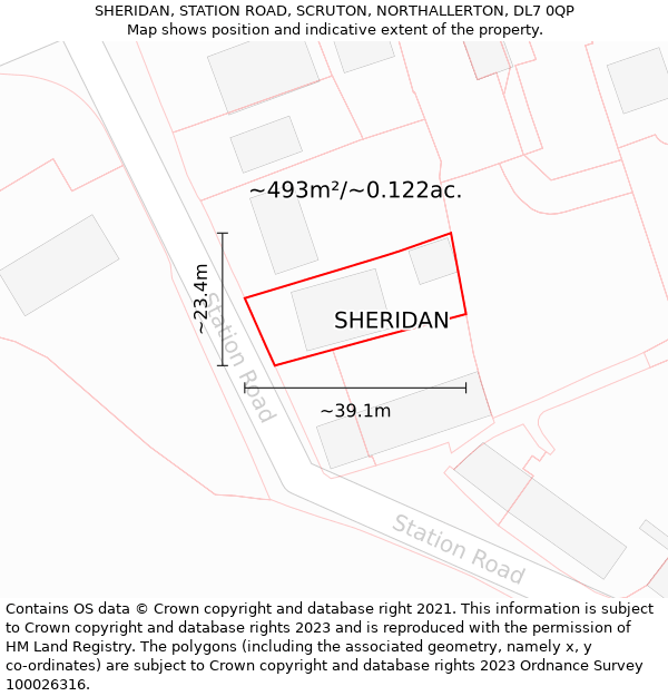 SHERIDAN, STATION ROAD, SCRUTON, NORTHALLERTON, DL7 0QP: Plot and title map