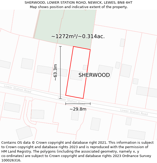 SHERWOOD, LOWER STATION ROAD, NEWICK, LEWES, BN8 4HT: Plot and title map