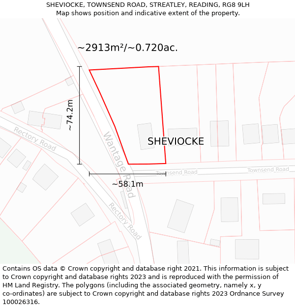 SHEVIOCKE, TOWNSEND ROAD, STREATLEY, READING, RG8 9LH: Plot and title map