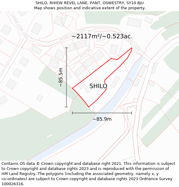 SHILO, RHIEW REVEL LANE, PANT, OSWESTRY, SY10 8JU: Plot and title map