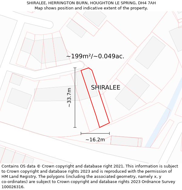 SHIRALEE, HERRINGTON BURN, HOUGHTON LE SPRING, DH4 7AH: Plot and title map