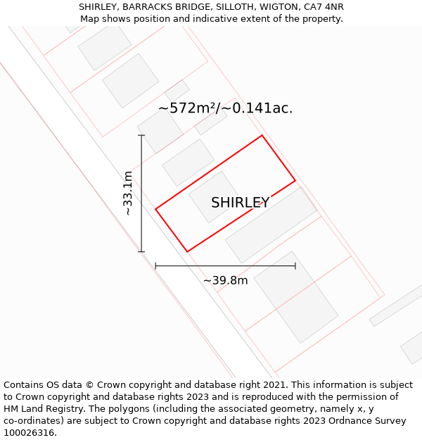 SHIRLEY, BARRACKS BRIDGE, SILLOTH, WIGTON, CA7 4NR: Plot and title map