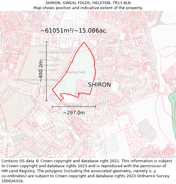 SHIRON, GWEAL FOLDS, HELSTON, TR13 8LN: Plot and title map