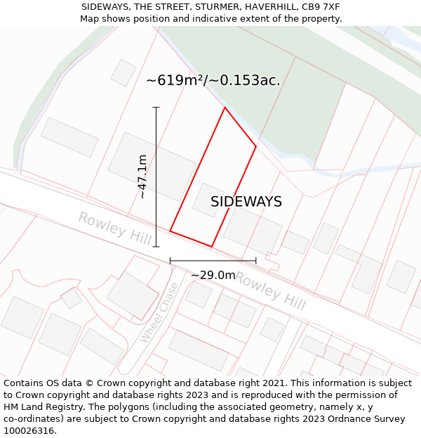 SIDEWAYS, THE STREET, STURMER, HAVERHILL, CB9 7XF: Plot and title map