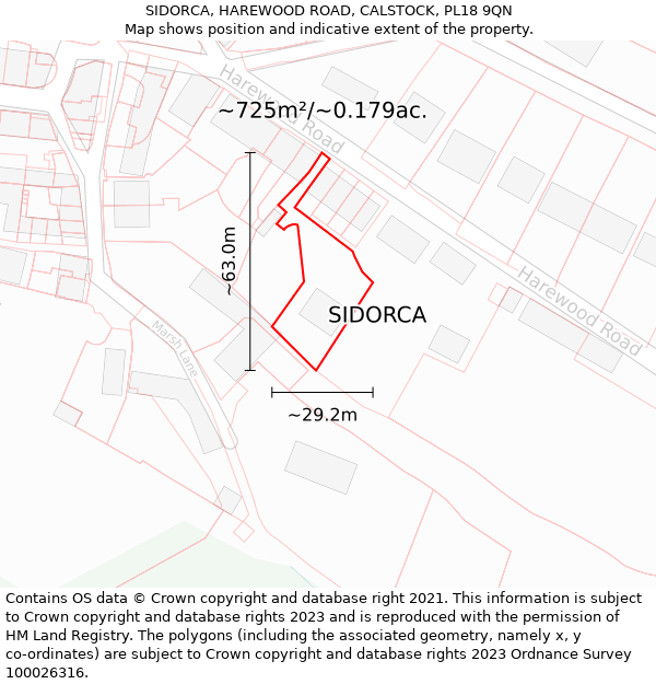 SIDORCA, HAREWOOD ROAD, CALSTOCK, PL18 9QN: Plot and title map