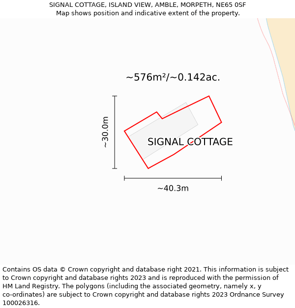 SIGNAL COTTAGE, ISLAND VIEW, AMBLE, MORPETH, NE65 0SF: Plot and title map