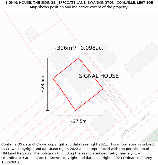 SIGNAL HOUSE, THE SIDINGS, JEFFCOATS LANE, SWANNINGTON, COALVILLE, LE67 8QE: Plot and title map