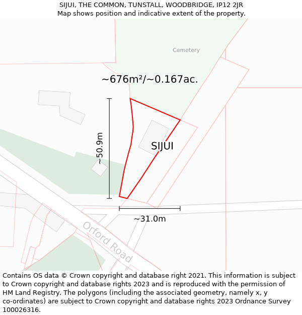 SIJUI, THE COMMON, TUNSTALL, WOODBRIDGE, IP12 2JR: Plot and title map