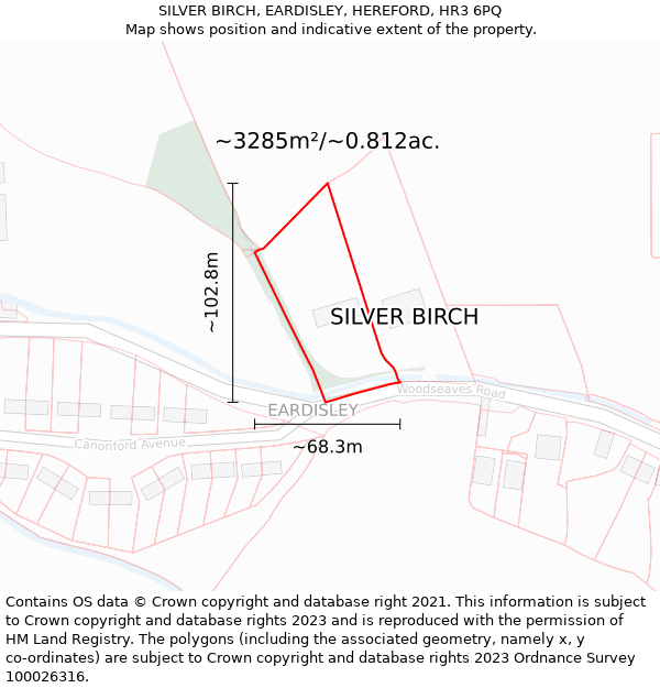 SILVER BIRCH, EARDISLEY, HEREFORD, HR3 6PQ: Plot and title map