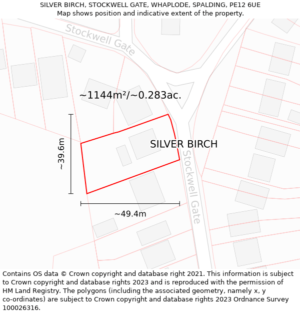 SILVER BIRCH, STOCKWELL GATE, WHAPLODE, SPALDING, PE12 6UE: Plot and title map