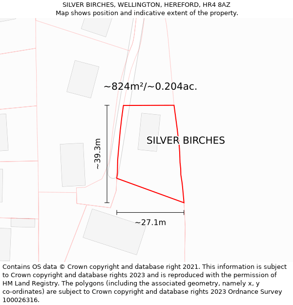 SILVER BIRCHES, WELLINGTON, HEREFORD, HR4 8AZ: Plot and title map