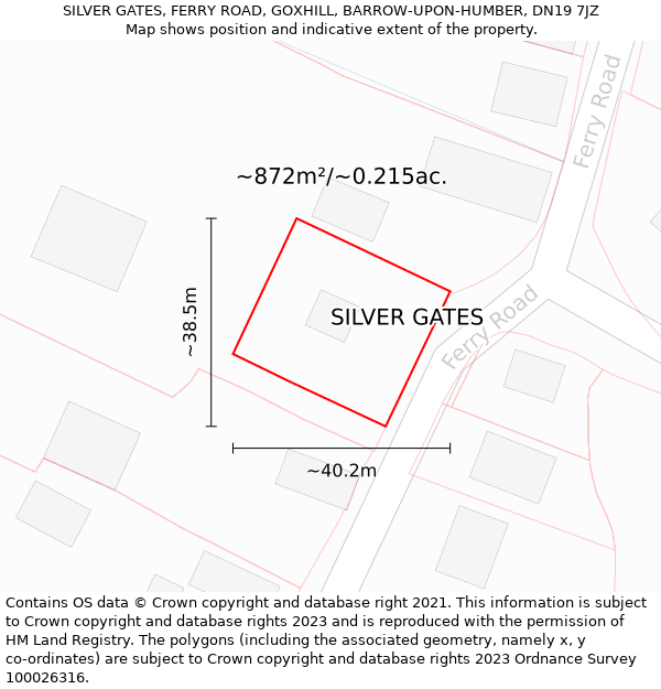 SILVER GATES, FERRY ROAD, GOXHILL, BARROW-UPON-HUMBER, DN19 7JZ: Plot and title map