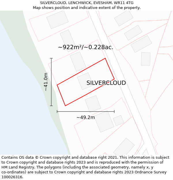 SILVERCLOUD, LENCHWICK, EVESHAM, WR11 4TG: Plot and title map