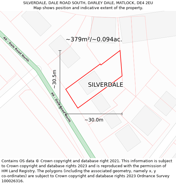 SILVERDALE, DALE ROAD SOUTH, DARLEY DALE, MATLOCK, DE4 2EU: Plot and title map