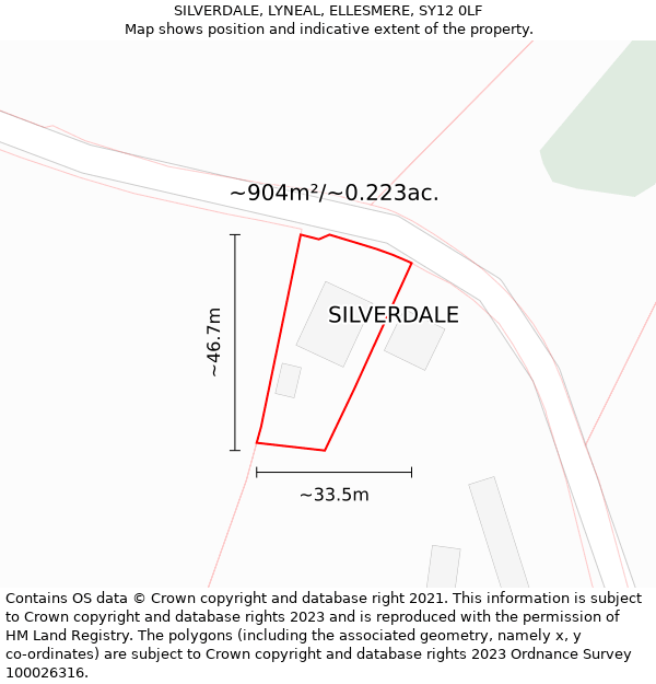 SILVERDALE, LYNEAL, ELLESMERE, SY12 0LF: Plot and title map