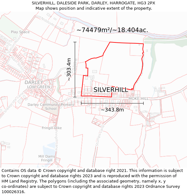 SILVERHILL, DALESIDE PARK, DARLEY, HARROGATE, HG3 2PX: Plot and title map