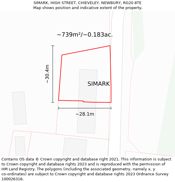 SIMARK, HIGH STREET, CHIEVELEY, NEWBURY, RG20 8TE: Plot and title map