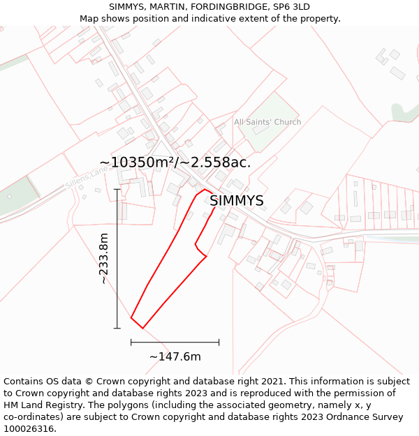 SIMMYS, MARTIN, FORDINGBRIDGE, SP6 3LD: Plot and title map