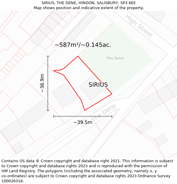 SIRIUS, THE DENE, HINDON, SALISBURY, SP3 6EE: Plot and title map