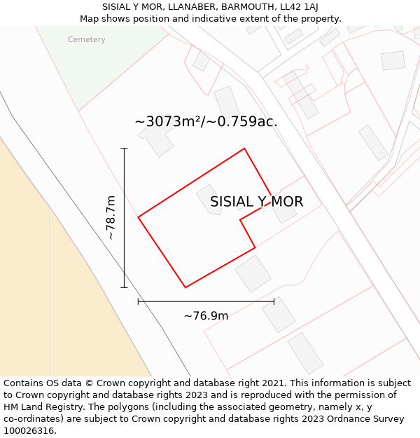 SISIAL Y MOR, LLANABER, BARMOUTH, LL42 1AJ: Plot and title map