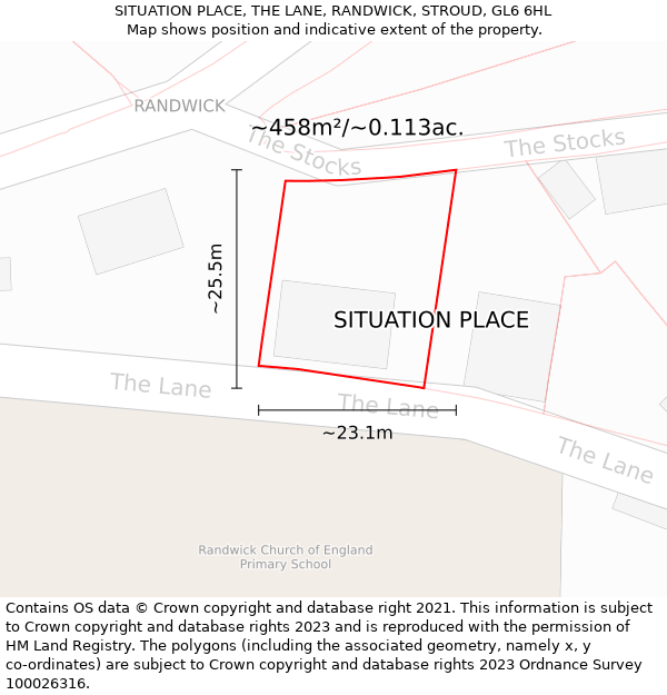 SITUATION PLACE, THE LANE, RANDWICK, STROUD, GL6 6HL: Plot and title map