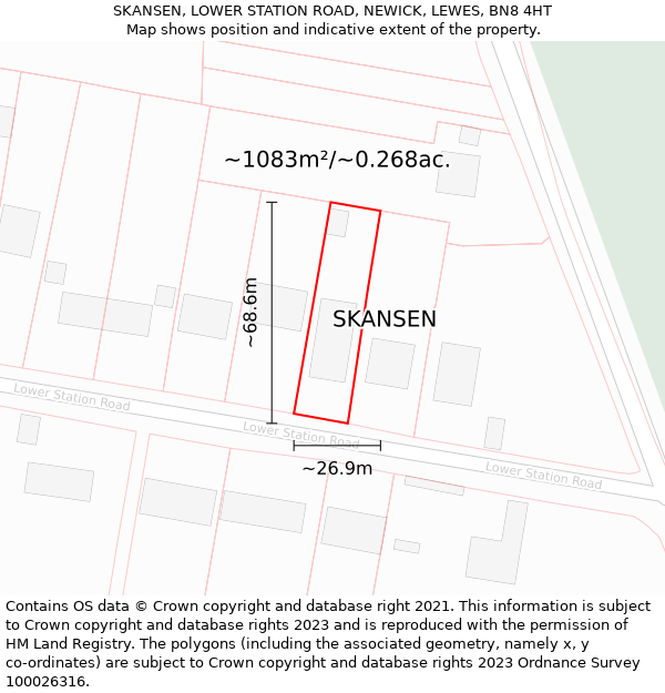 SKANSEN, LOWER STATION ROAD, NEWICK, LEWES, BN8 4HT: Plot and title map