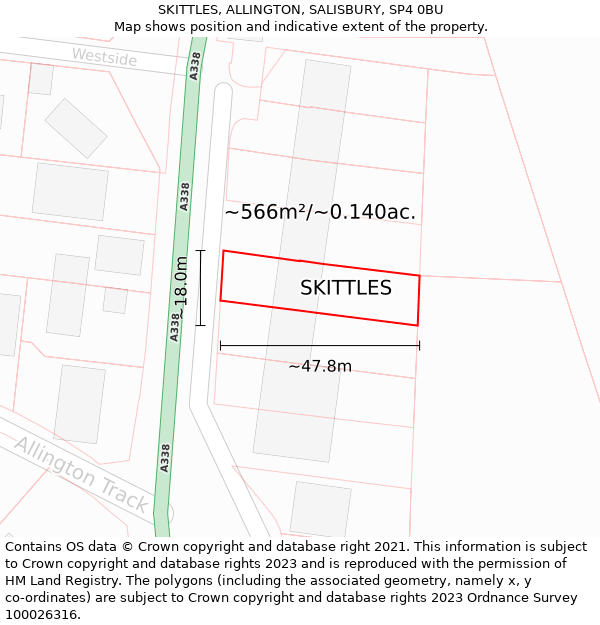 SKITTLES, ALLINGTON, SALISBURY, SP4 0BU: Plot and title map