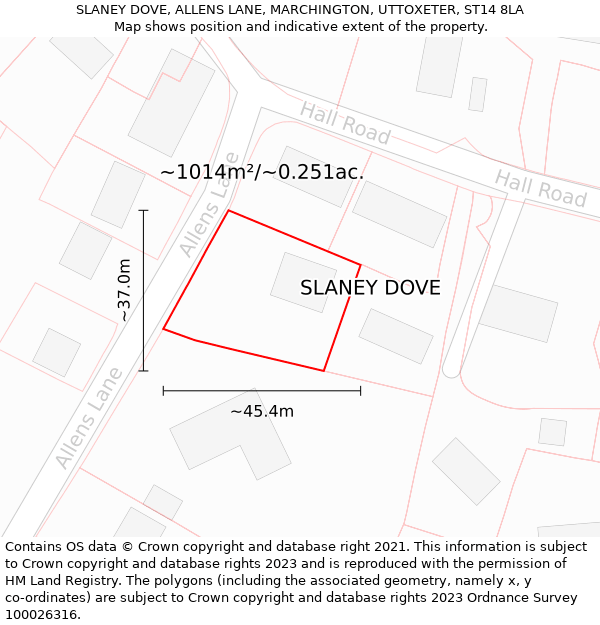 SLANEY DOVE, ALLENS LANE, MARCHINGTON, UTTOXETER, ST14 8LA: Plot and title map