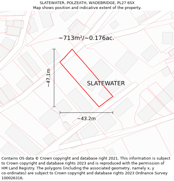 SLATEWATER, POLZEATH, WADEBRIDGE, PL27 6SX: Plot and title map