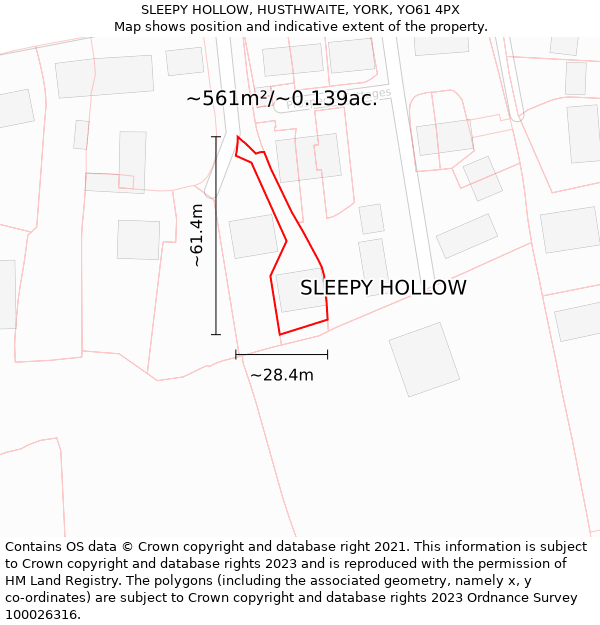 SLEEPY HOLLOW, HUSTHWAITE, YORK, YO61 4PX: Plot and title map