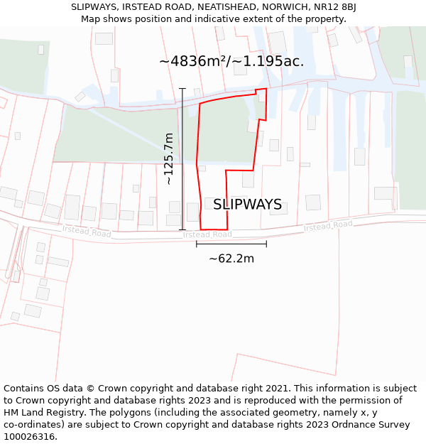 SLIPWAYS, IRSTEAD ROAD, NEATISHEAD, NORWICH, NR12 8BJ: Plot and title map