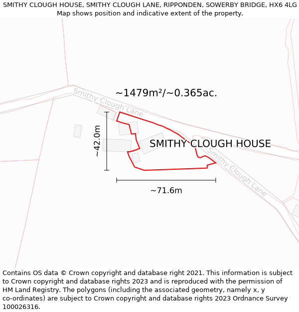 SMITHY CLOUGH HOUSE, SMITHY CLOUGH LANE, RIPPONDEN, SOWERBY BRIDGE, HX6 4LG: Plot and title map