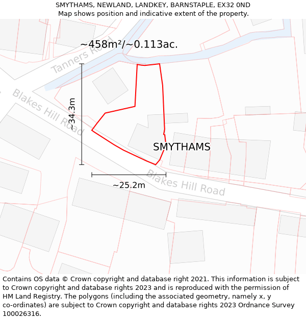 SMYTHAMS, NEWLAND, LANDKEY, BARNSTAPLE, EX32 0ND: Plot and title map